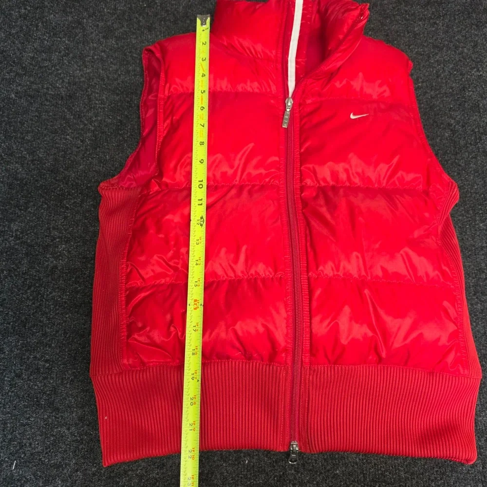 Nike Puffer Vest Red Quilted Full Zip Sleeveless Jacket Girls Large 12-14